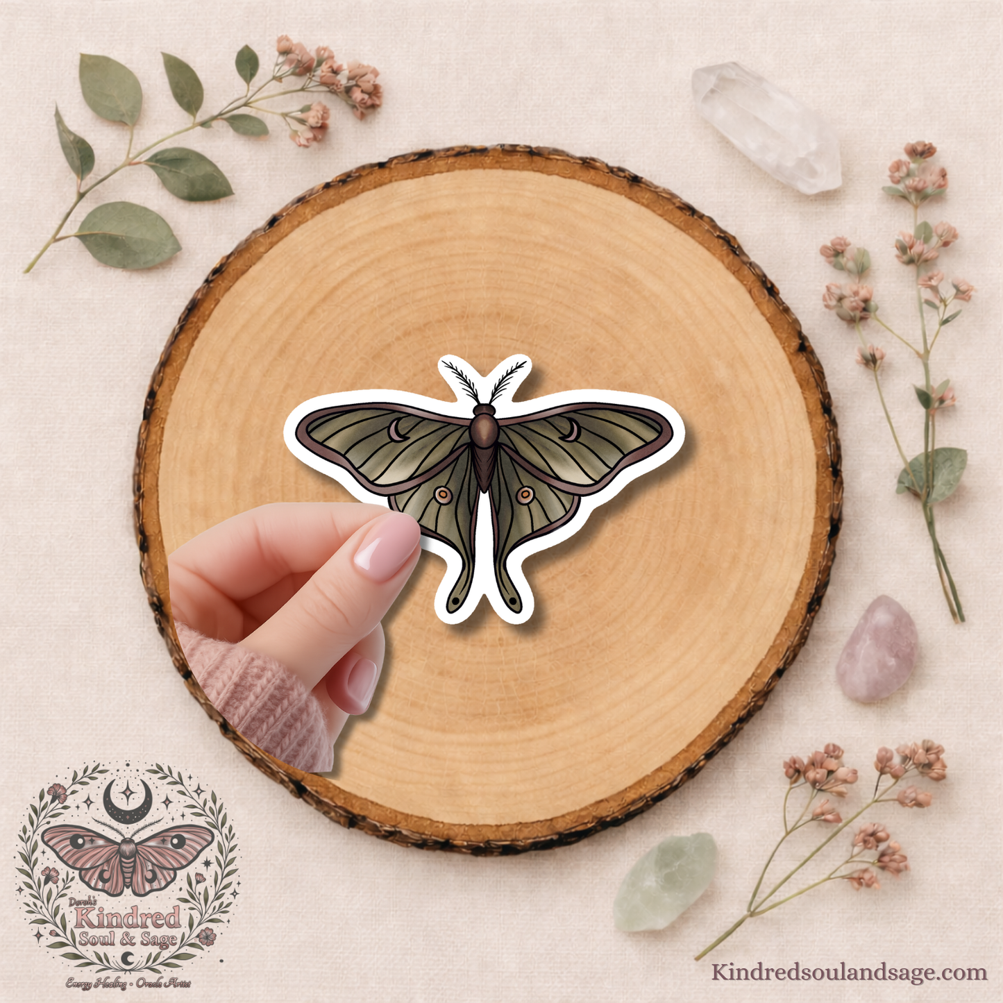Forest Luna Moth Vinyl Sticker Symbol of Intuition and Transformation 2 inch 3 inch or 4 inch