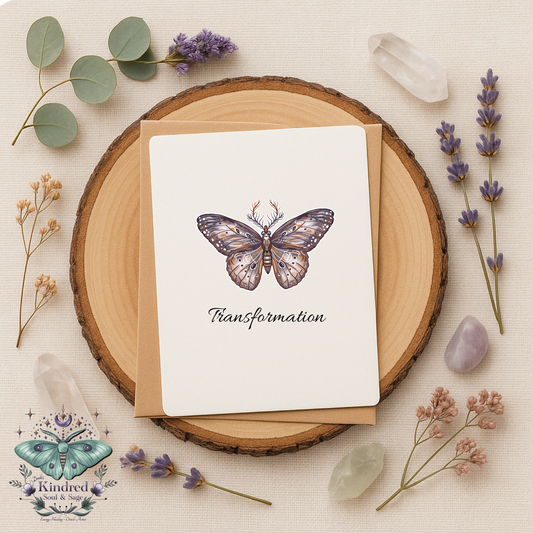 Transformation Butterfly Greeting Card | 5x7 Boho Nature Card | Spiritual Gift | Encouragement Card | Healing & Renewal Stationery | Kindred Soul and Sage
