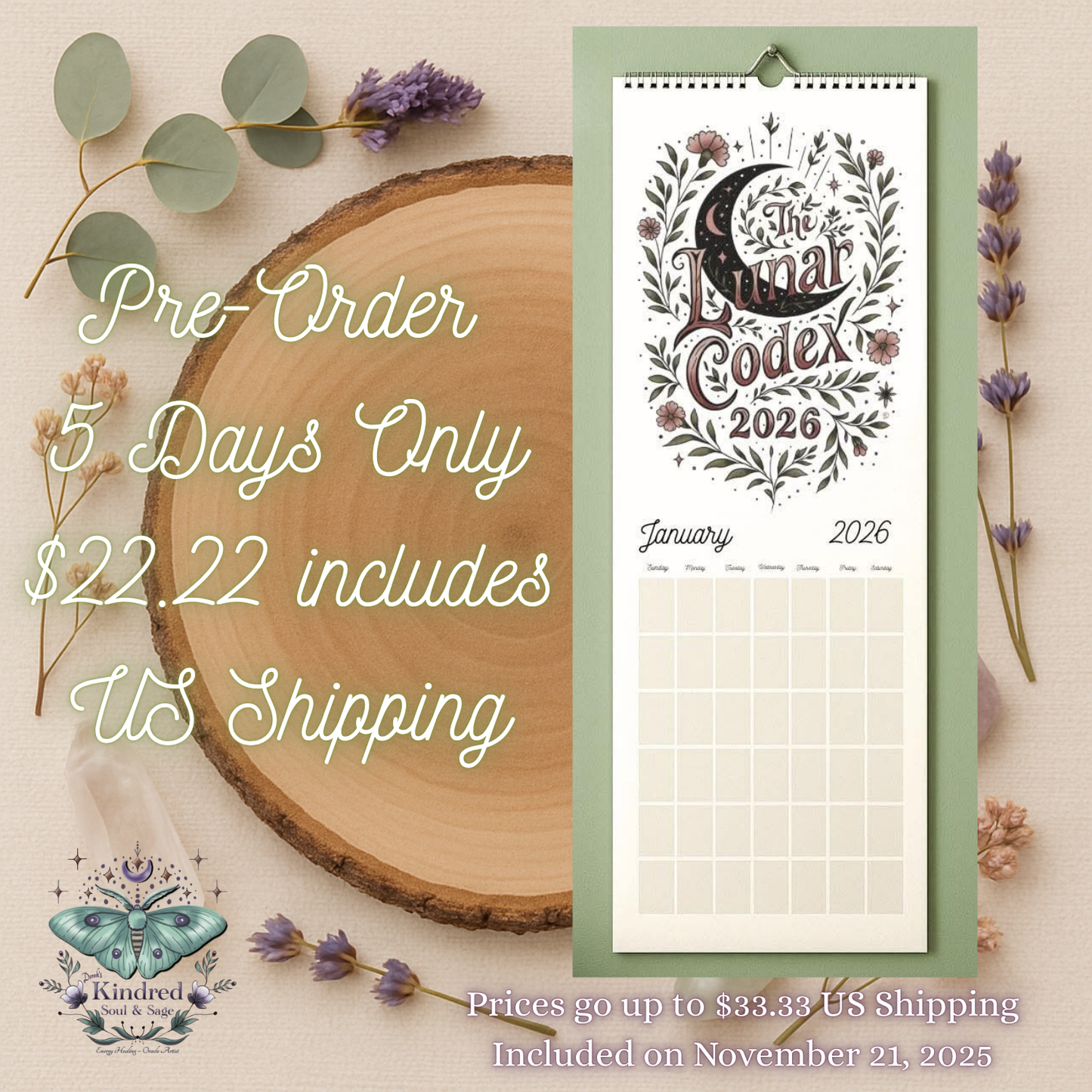 The Lunar Codex 2026 ~ Vertical Wall Calendar
