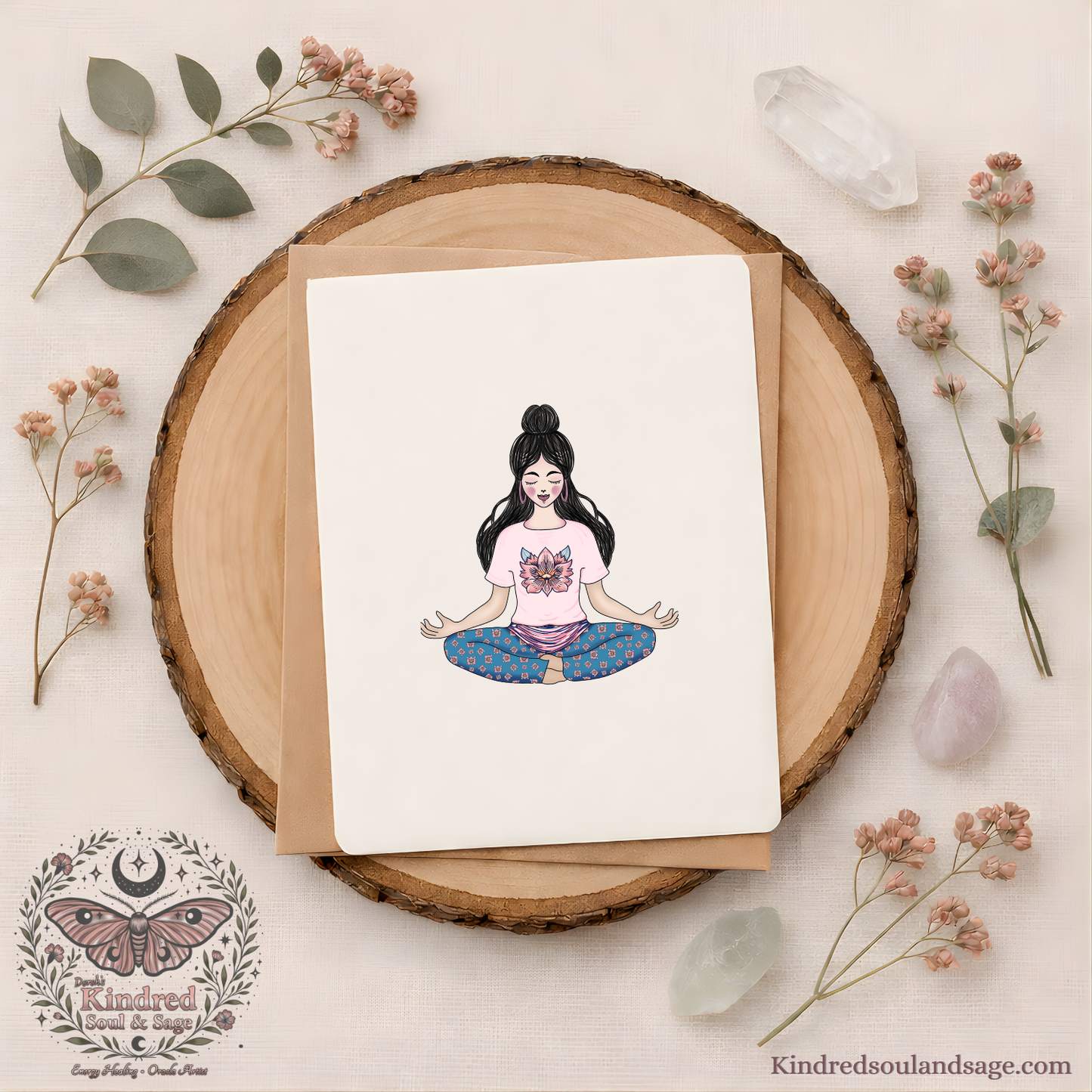 Breathe Meditation Art Card – 5x7 with Kraft Envelope | Kindred Soul & Sage