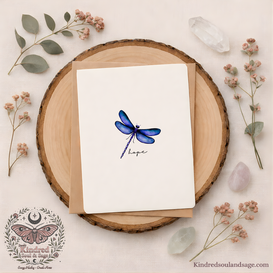 Hope Dragonfly Greeting Card | Symbol of Light & Renewal | Nature-Inspired Intentional Card | 5x7 Art Card