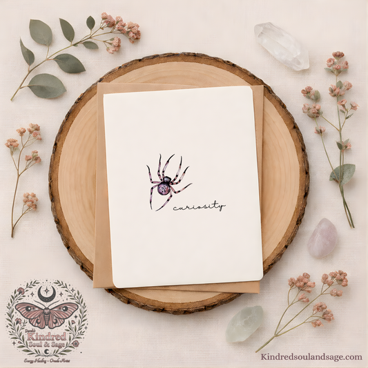 Curiosity Spider Greeting Card | Symbol of Creativity & Exploration | Nature-Inspired Intentional Card | 5x7 Art Card