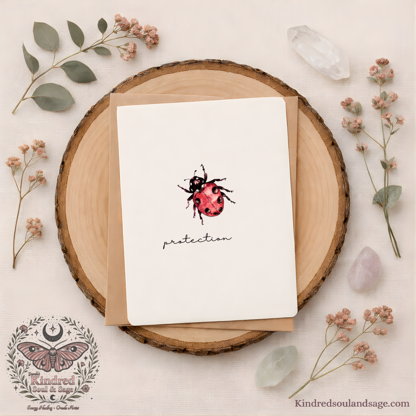 Protection Ladybug Greeting Card | Symbol of Safety & Good Fortune | Nature-Inspired Intentional Card | 5x7 Art Card