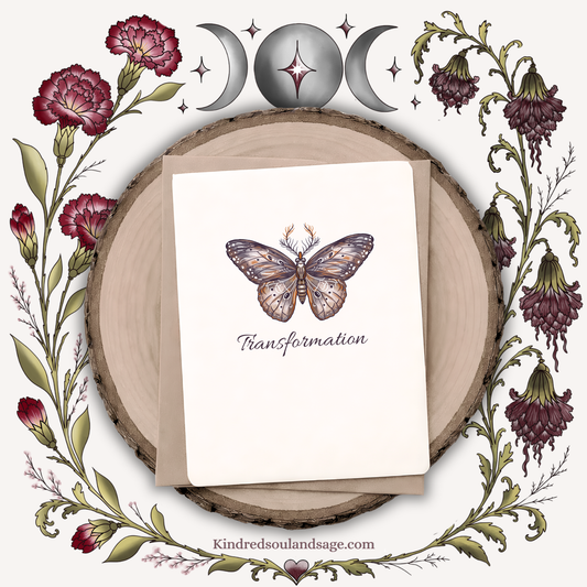 Transformation Butterfly Greeting Card | 5x7 Boho Nature Card | Spiritual Gift | Encouragement Card | Healing & Renewal Stationery | Kindred Soul and Sage